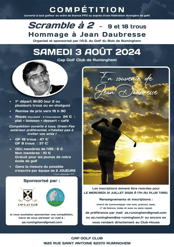 Compétition du samedi 3 août 2024 en hommage à Jean Daubresse